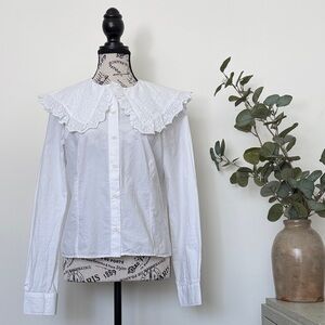 *SOLD* H&M Embroidered Button Down Peasant Blouse - Size M